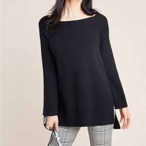 Anthropologie Elise Ribbed Tunic Sweater Black Small